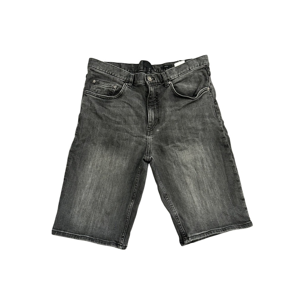 H&M Denim Shorts Mens 31 Black Excellent Slim Fit Washed 5-Pocket Casual